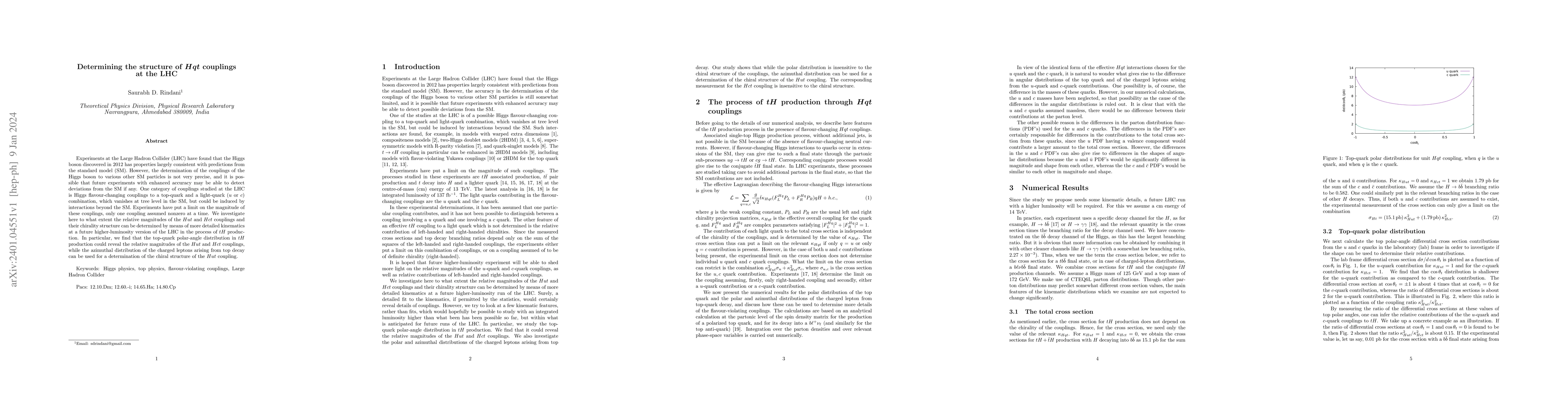 Thumbnail for Determining the structure of $Hqt$ couplings at the LHC