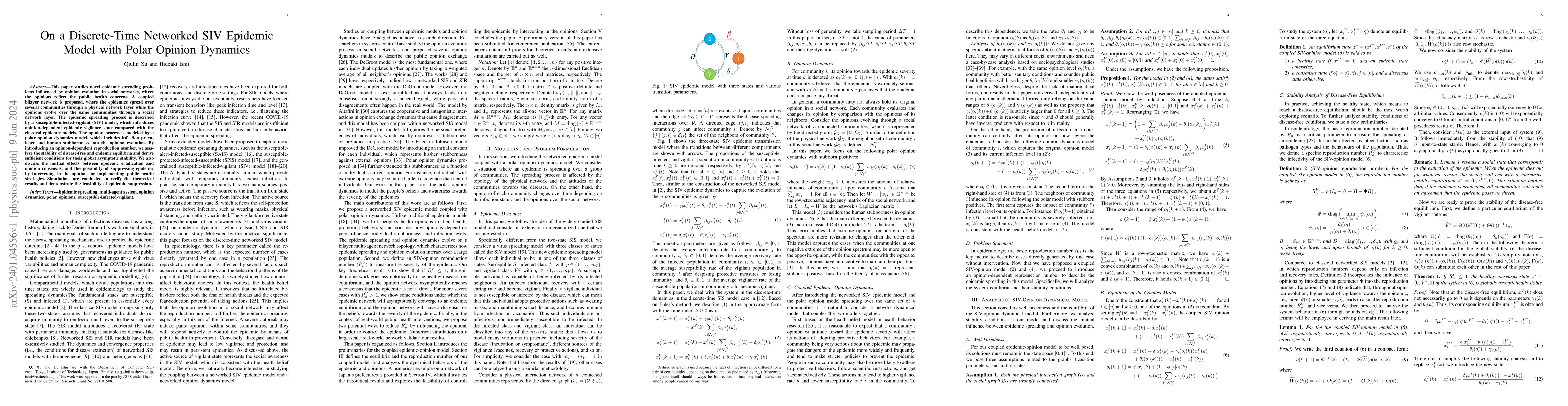 Thumbnail for On a Discrete-Time Networked SIV Epidemic Model with Polar Opinion
  Dynamics