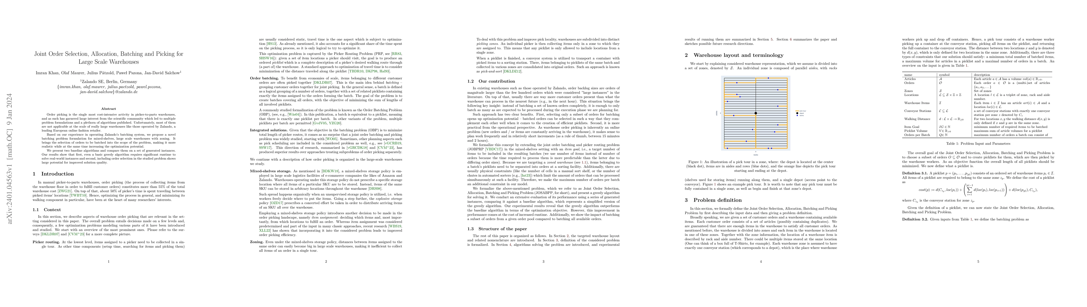Thumbnail for Joint Order Selection, Allocation, Batching and Picking for Large Scale
  Warehouses