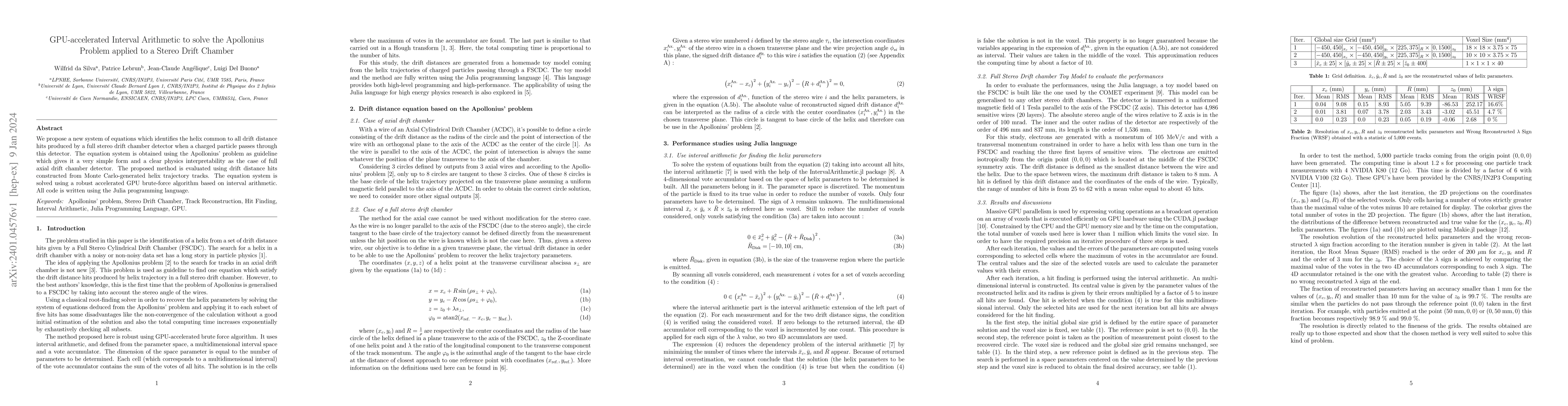 Thumbnail for GPU-accelerated Interval Arithmetic to solve the Apollonius Problem
  applied to a Stereo Drift Chamber