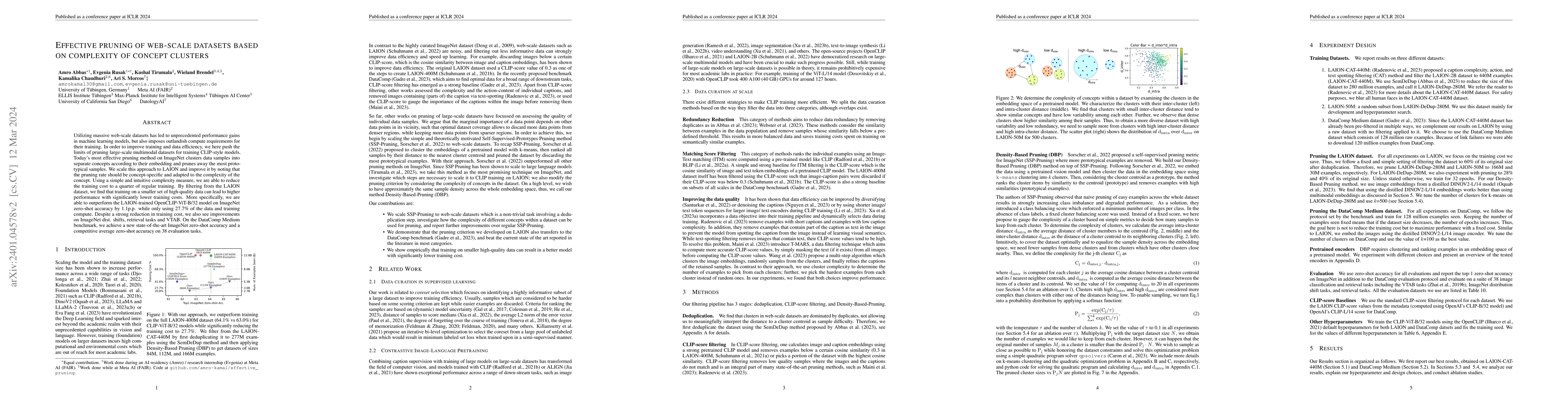 Thumbnail for Effective pruning of web-scale datasets based on complexity of concept
  clusters