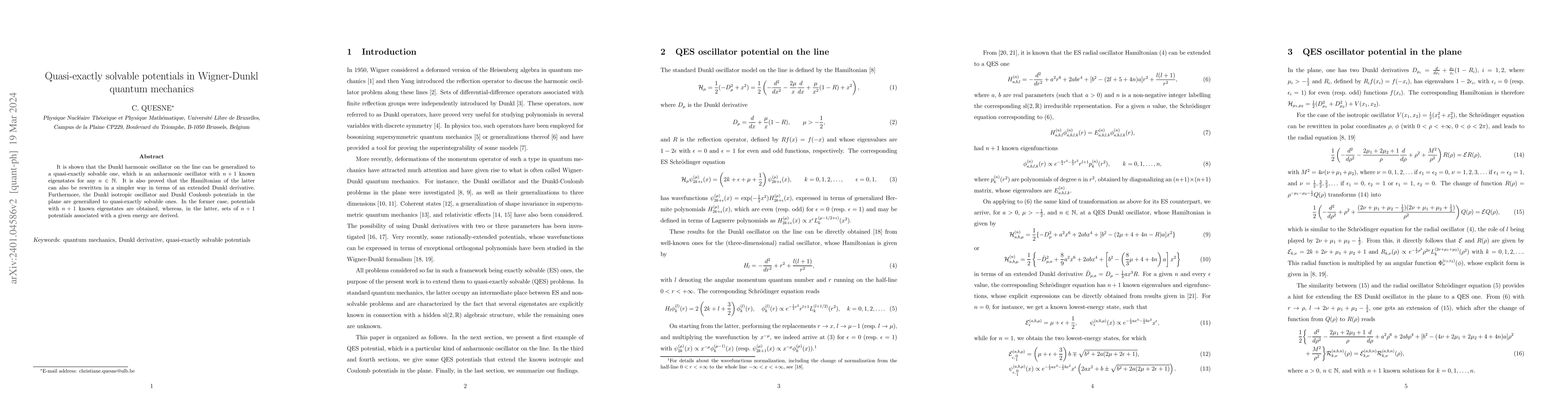 Thumbnail for Quasi-exactly solvable potentials in Wigner-Dunkl quantum mechanics