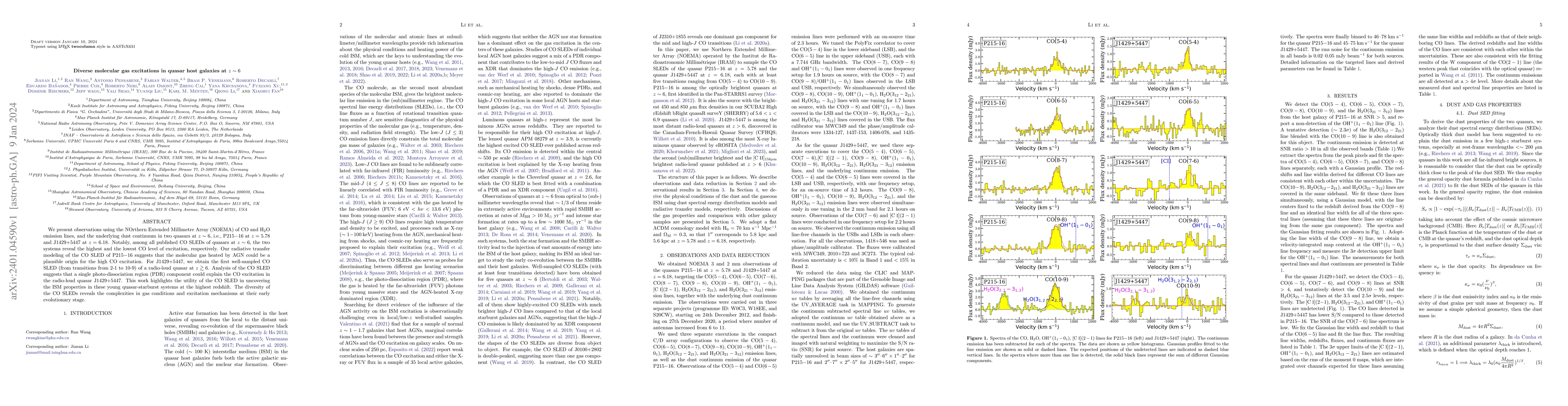 Thumbnail for Diverse molecular gas excitations in quasar host galaxies at z \sim 6