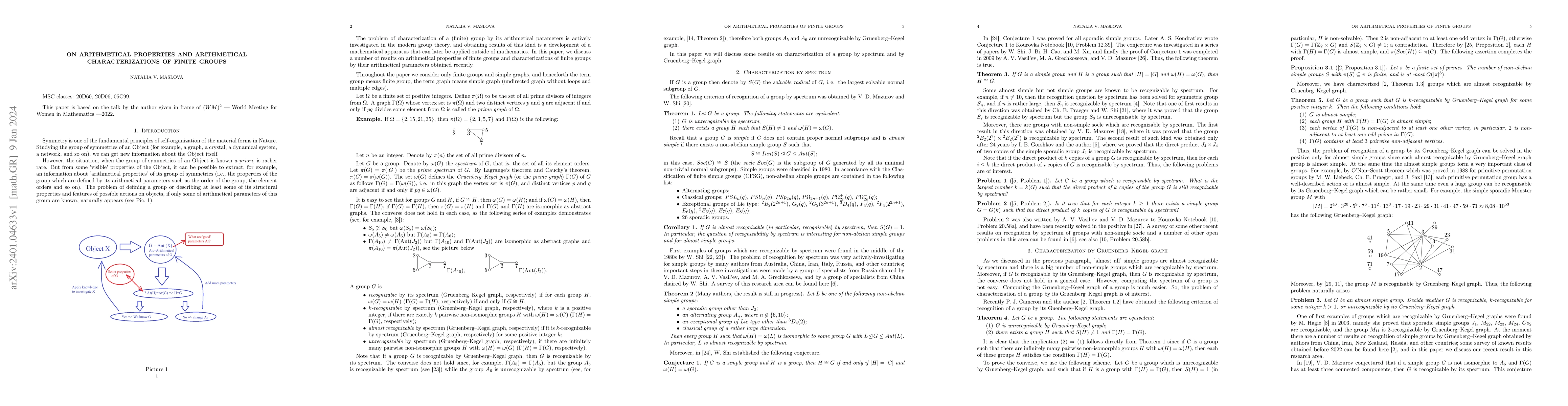 Thumbnail for On arithmetical properties and arithmetical characterizations of finite
  groups