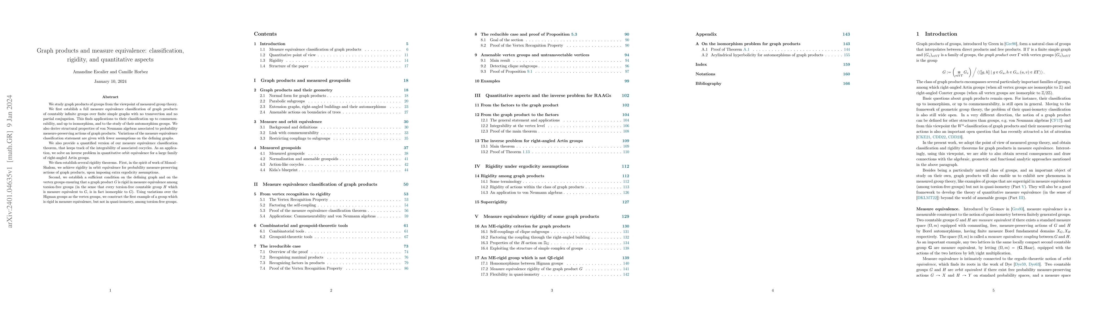 Thumbnail for Graph products and measure equivalence: classification, rigidity, and
  quantitative aspects