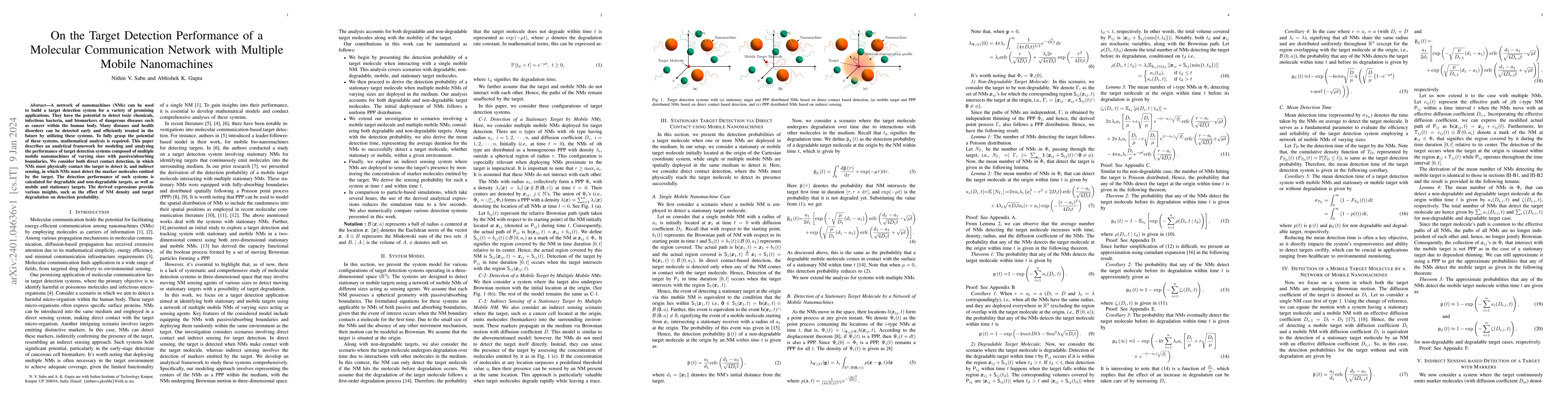 Thumbnail for On the Target Detection Performance of a Molecular Communication Network
  with Multiple Mobile Nanomachines