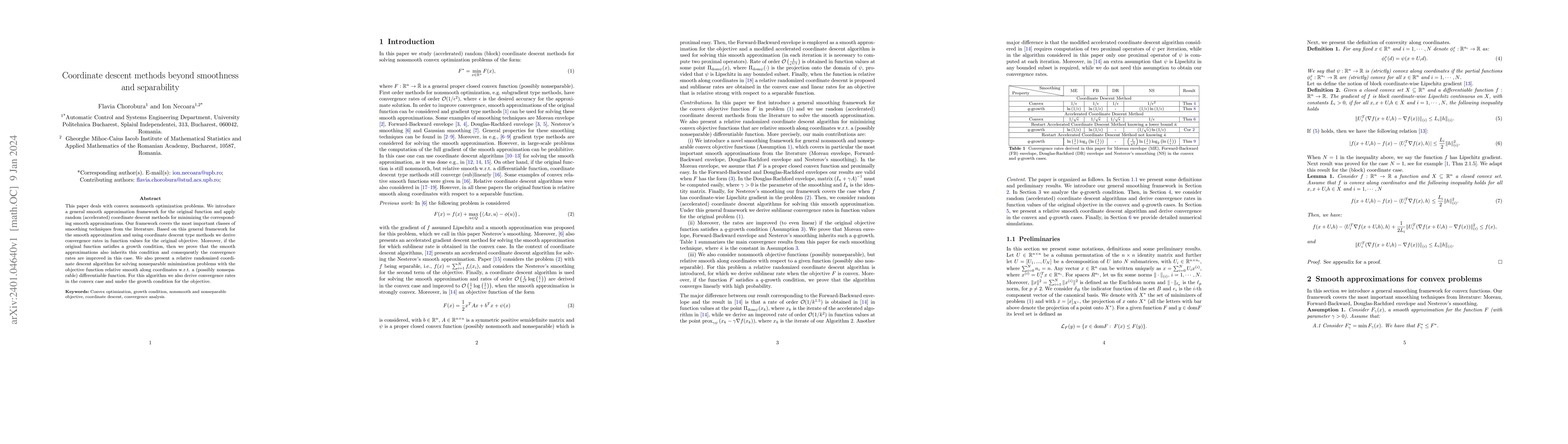 Thumbnail for Coordinate descent methods beyond smoothness and separability