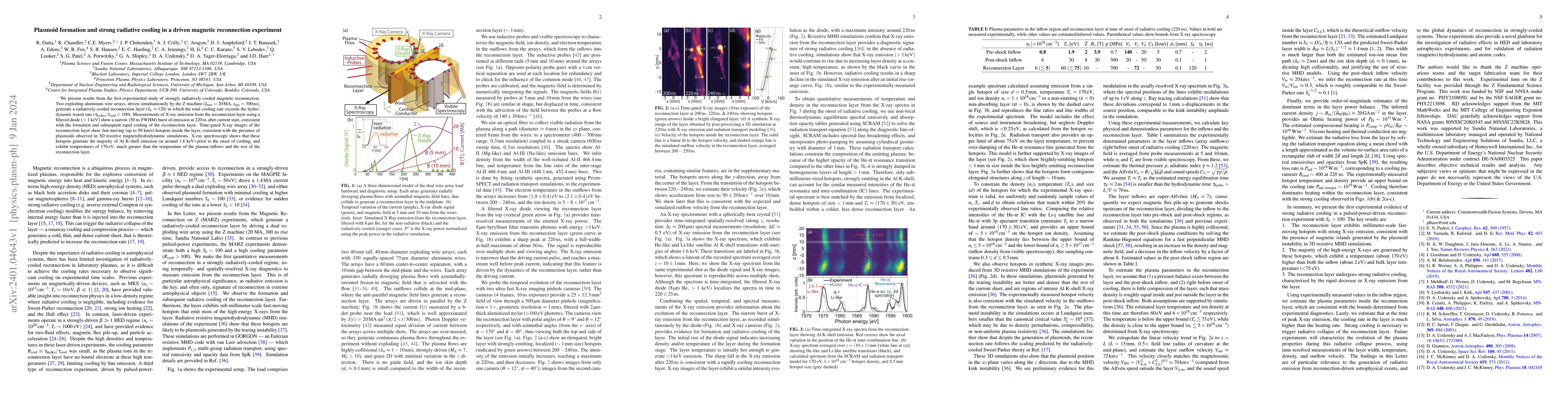 Thumbnail for Plasmoid formation and strong radiative cooling in a driven magnetic
  reconnection experiment