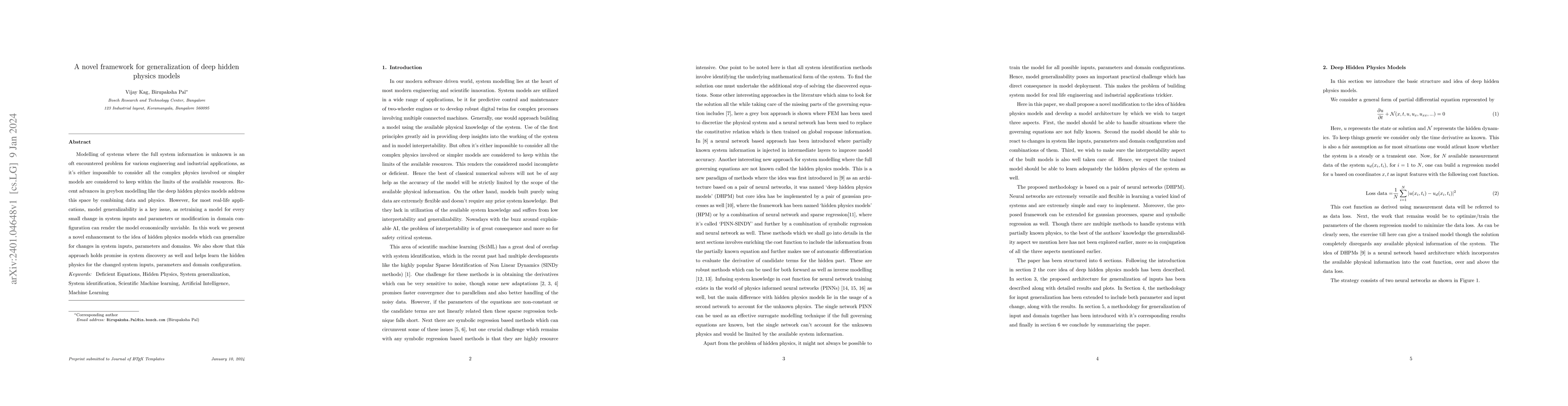 Thumbnail for A novel framework for generalization of deep hidden physics models