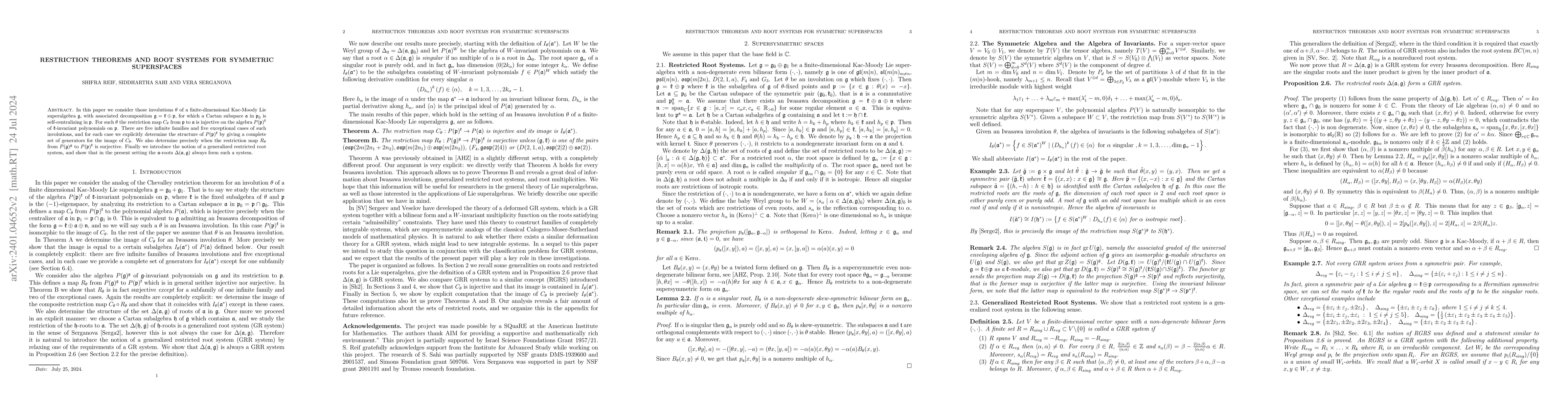 Thumbnail for Restriction Theorems and Root Systems for Symmetric Superspaces