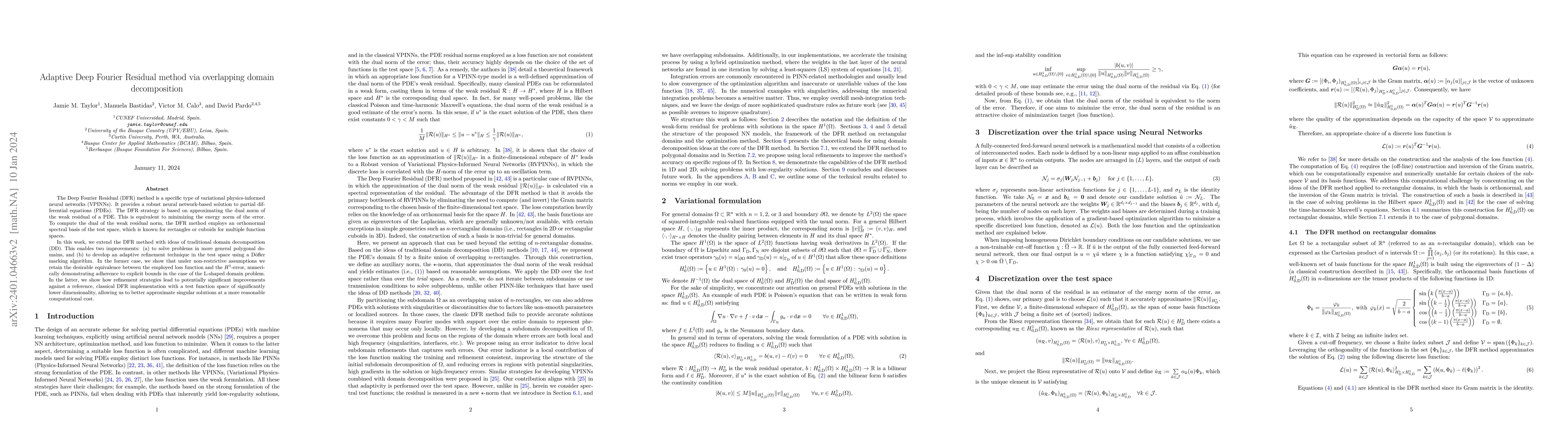 Thumbnail for Adaptive Deep Fourier Residual method via overlapping domain
  decomposition