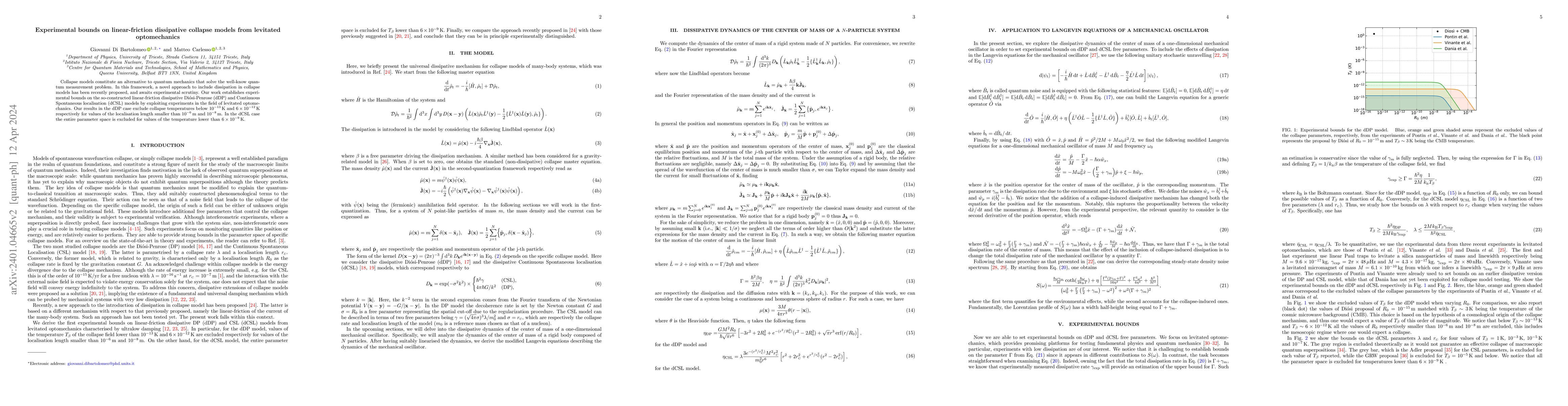 Thumbnail for Experimental bounds on linear-friction dissipative collapse models from
  levitated optomechanics