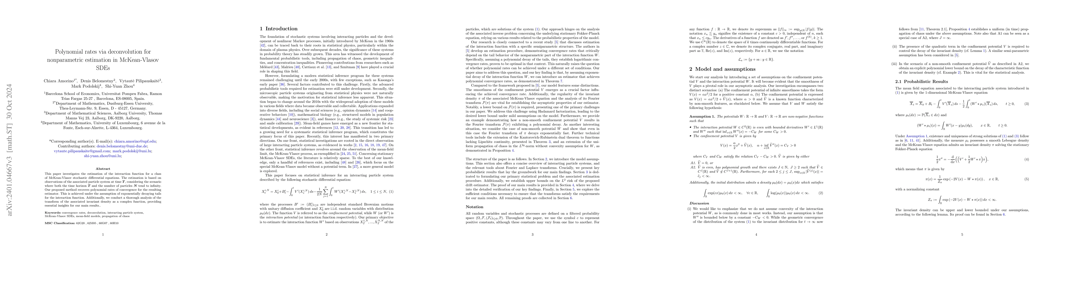 Thumbnail for Polynomial rates via deconvolution for nonparametric estimation in
  McKean-Vlasov SDEs