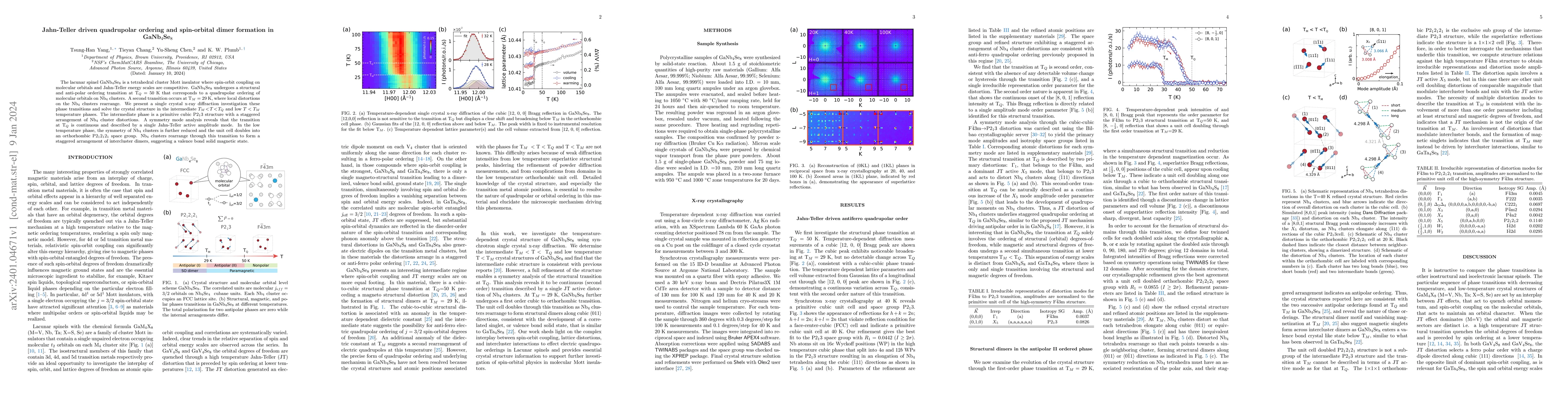 Thumbnail for Jahn-Teller driven quadrupolar ordering and spin-orbital dimer formation
  in GaNb$_{4}$Se$_{8}$