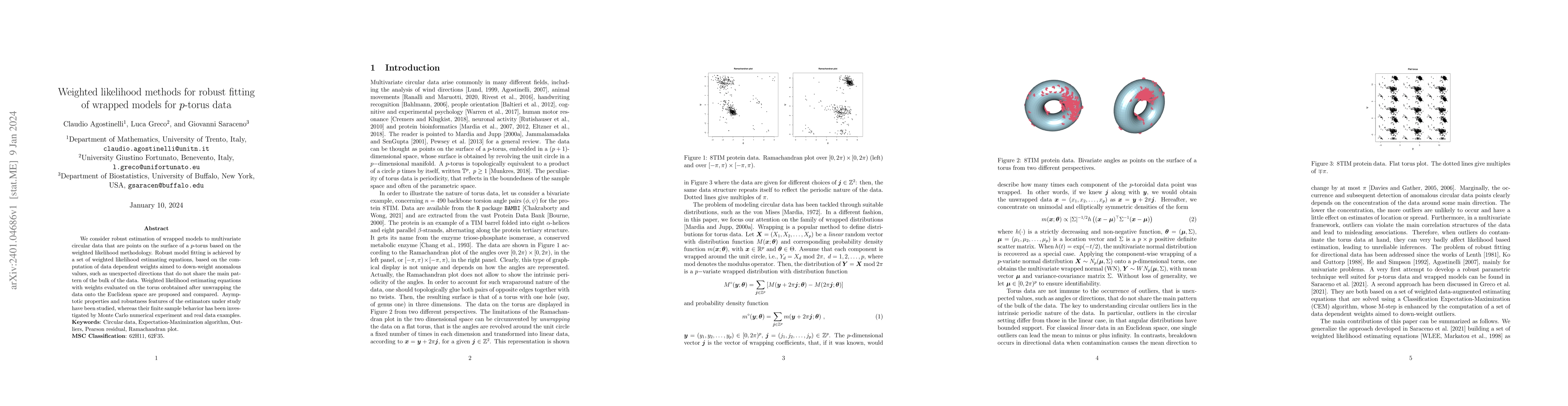 Thumbnail for Weighted likelihood methods for robust fitting of wrapped models for
  $p$-torus data