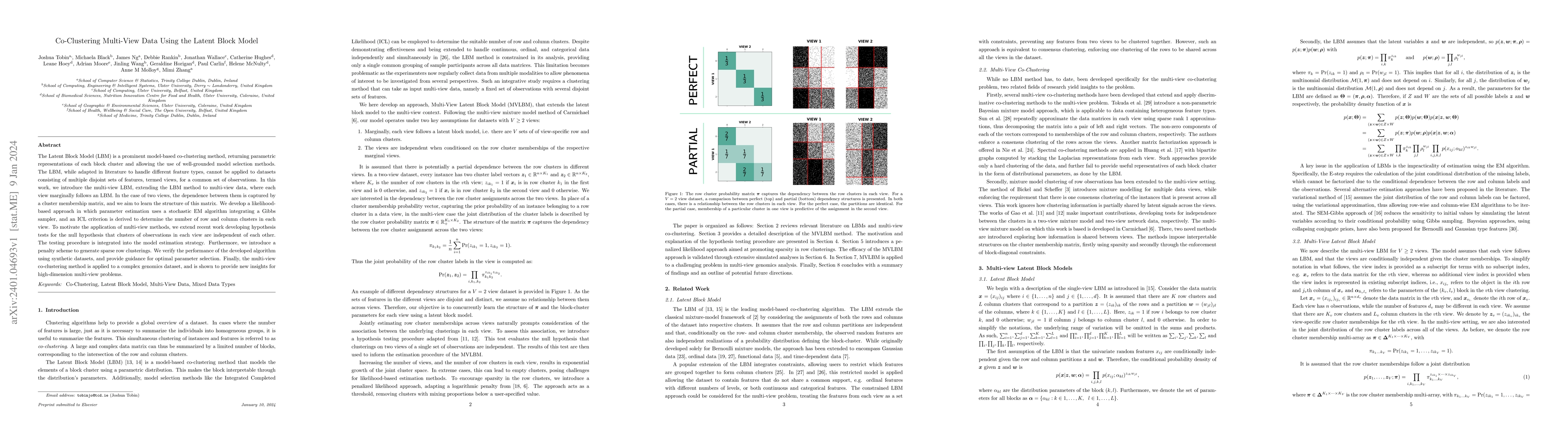 Thumbnail for Co-Clustering Multi-View Data Using the Latent Block Model