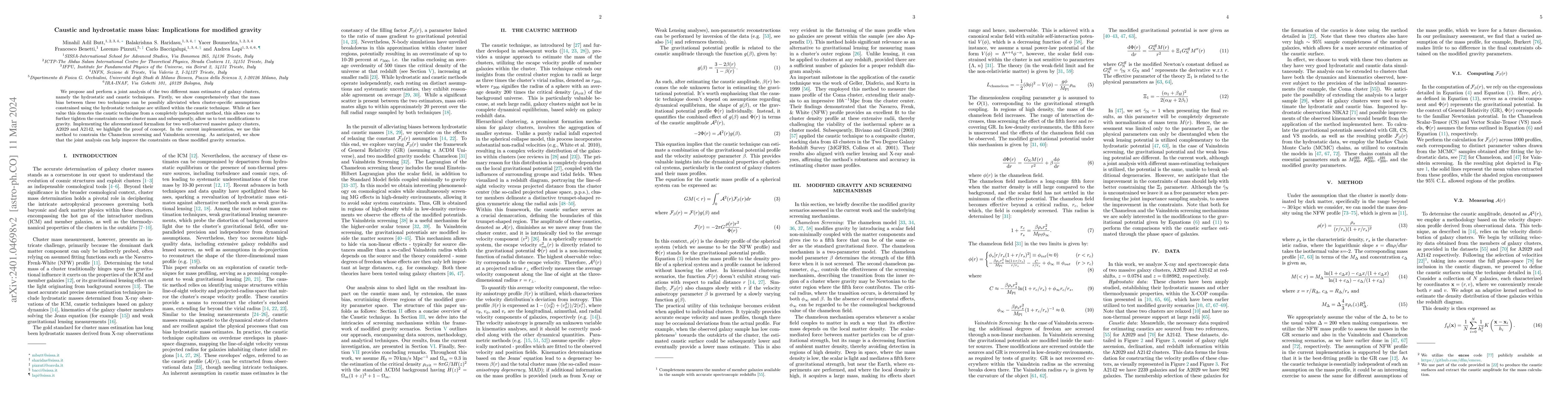 Thumbnail for Caustic and hydrostatic mass bias: Implications for modified gravity