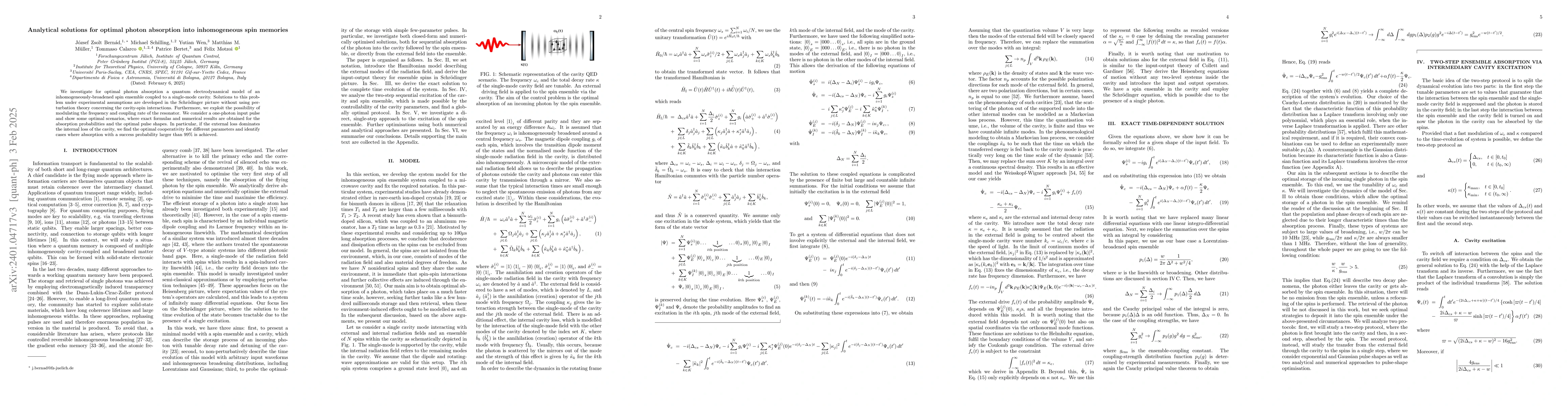 Thumbnail for Analytical solutions for optimal photon absorption into inhomogeneous
  spin memories