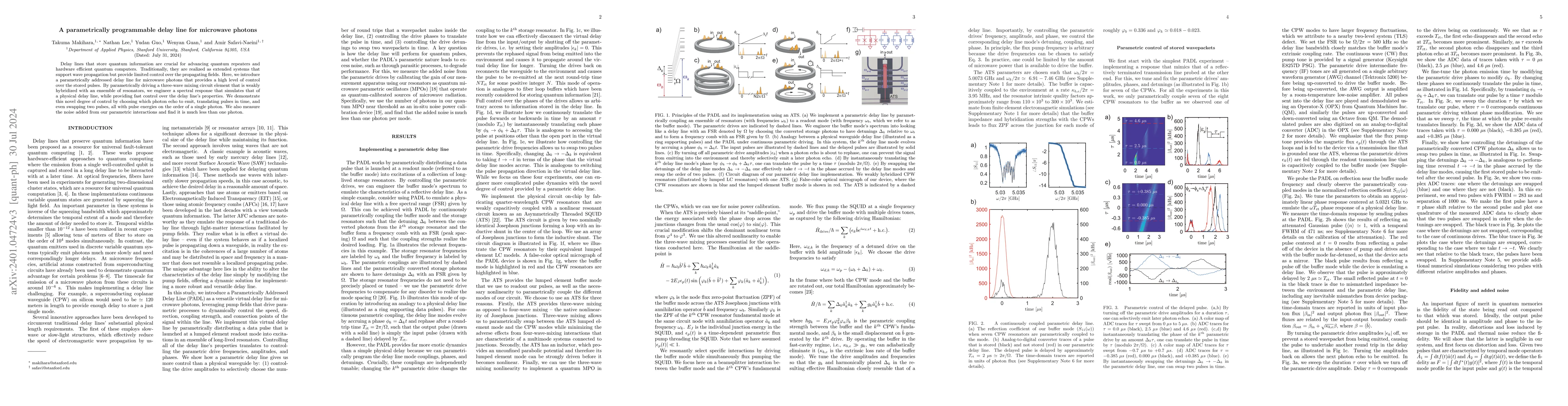Thumbnail for A parametrically programmable delay line for microwave photons