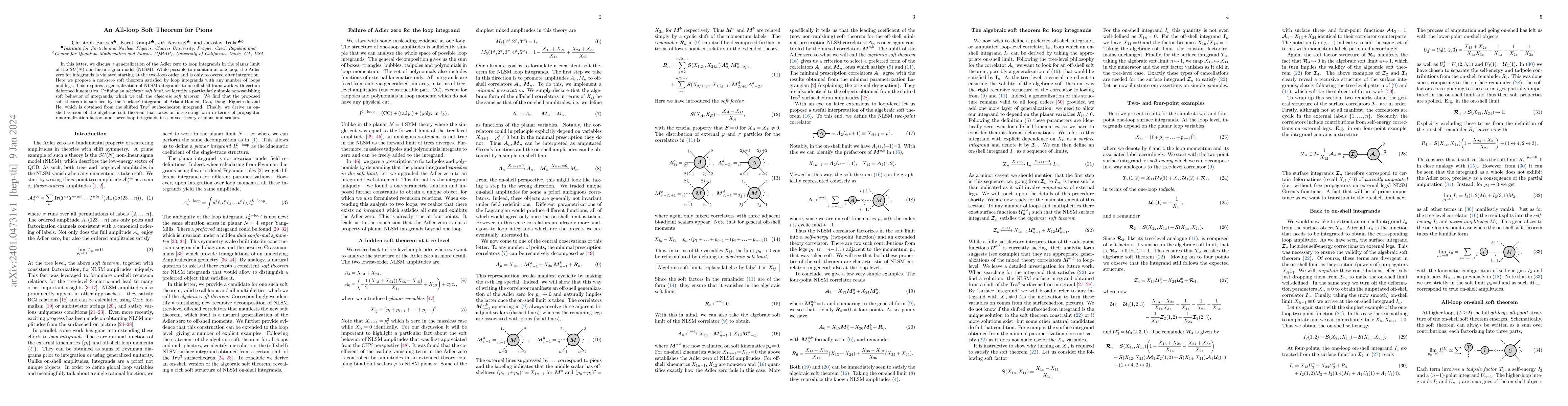 Thumbnail for An All-loop Soft Theorem for Pions