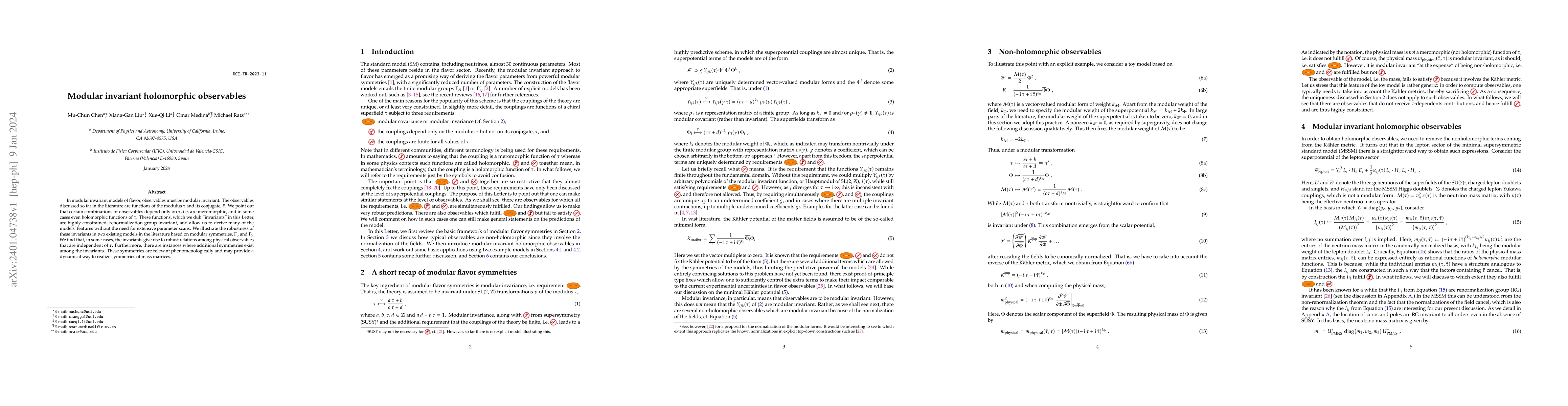 Thumbnail for Modular invariant holomorphic observables