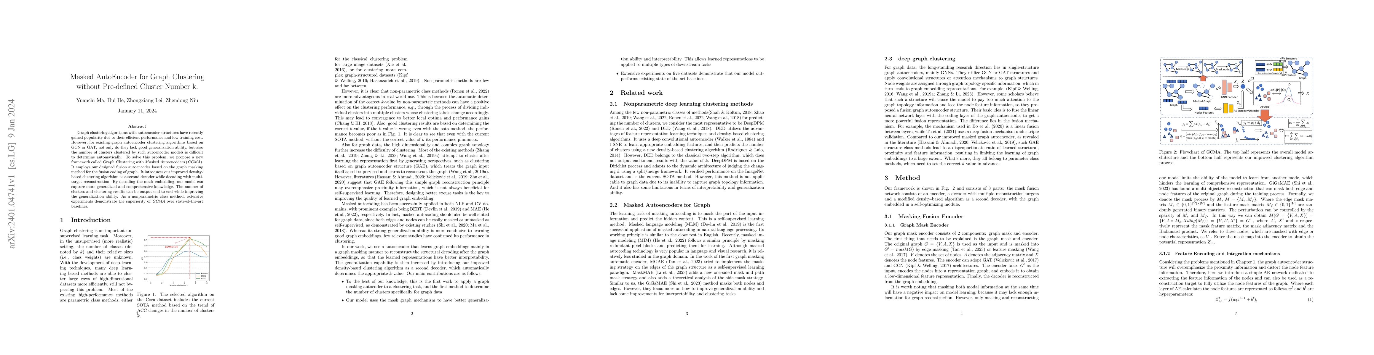Thumbnail for Masked AutoEncoder for Graph Clustering without Pre-defined Cluster
  Number k