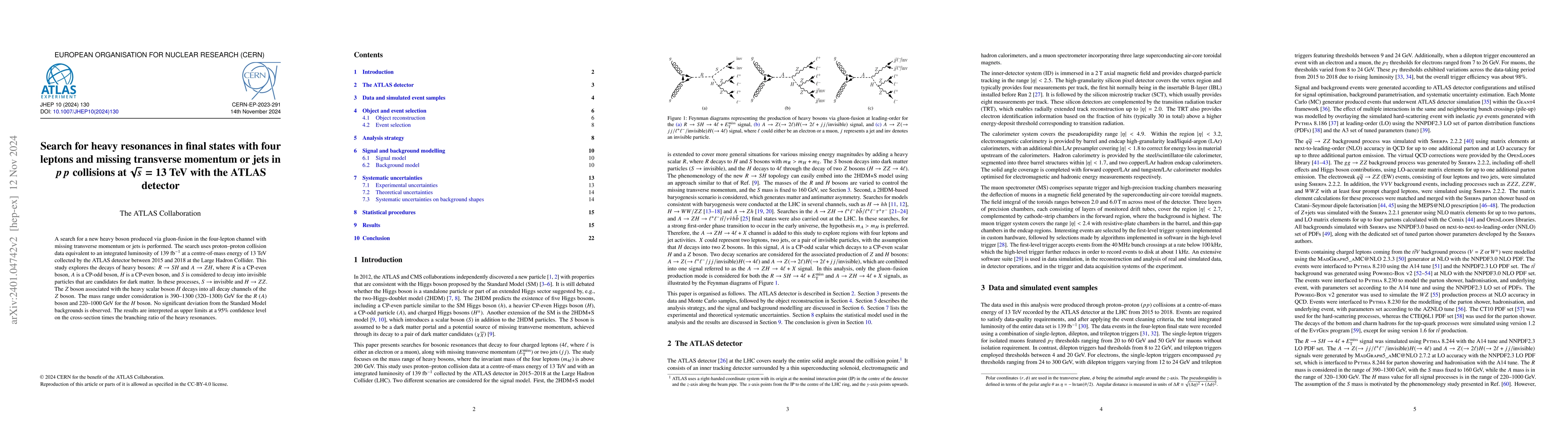 Thumbnail for Search for heavy resonances in final states with four leptons and
  missing transverse momentum or jets in $pp$ collisions at $\sqrt{s} = 13$ TeV
  with the ATLAS detector