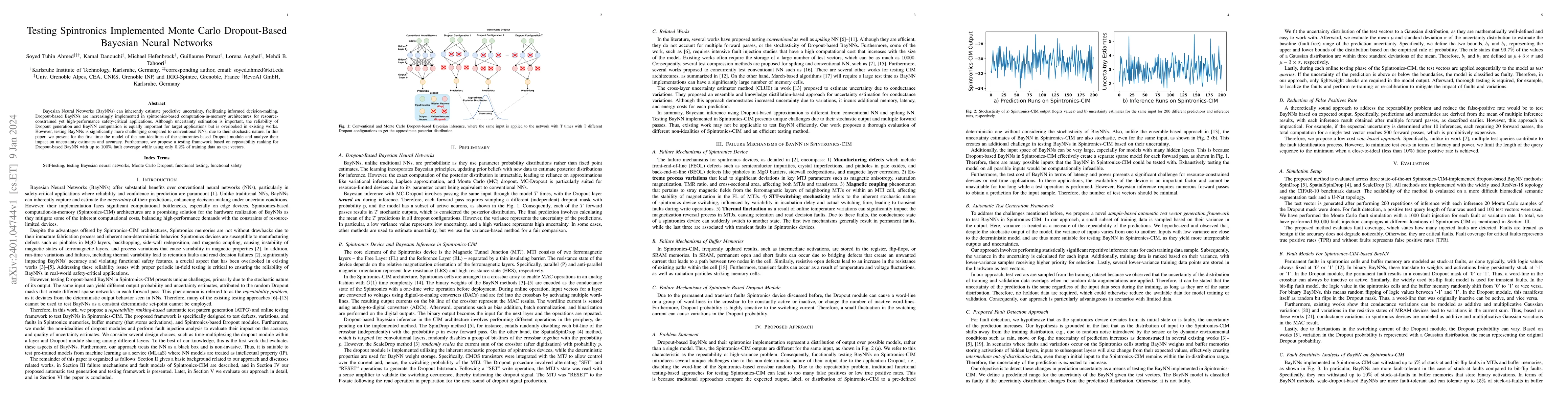 Thumbnail for Testing Spintronics Implemented Monte Carlo Dropout-Based Bayesian
  Neural Networks