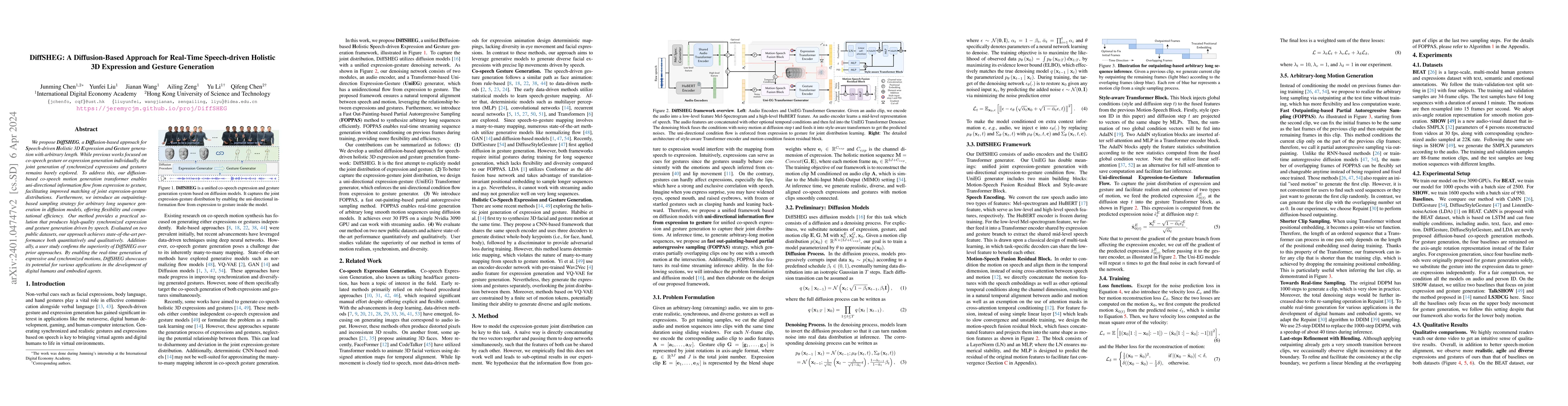 Thumbnail for DiffSHEG: A Diffusion-Based Approach for Real-Time Speech-driven
  Holistic 3D Expression and Gesture Generation