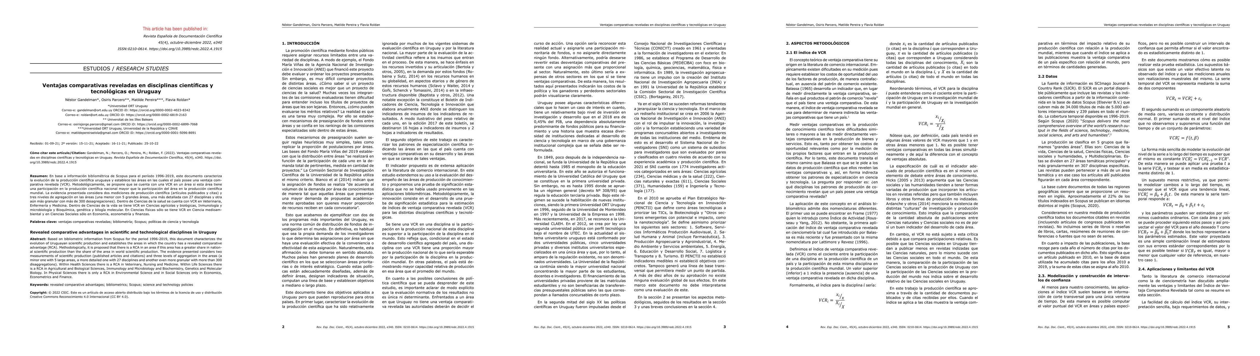 Thumbnail for Revealed comparative advantages in scientific and technological
  disciplines in Uruguay