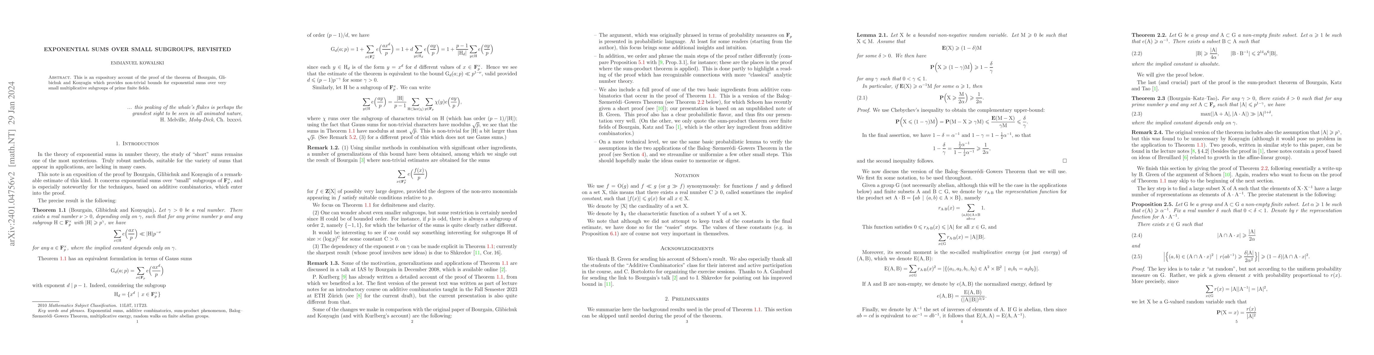 Thumbnail for Exponential sums over small subgroups, revisited