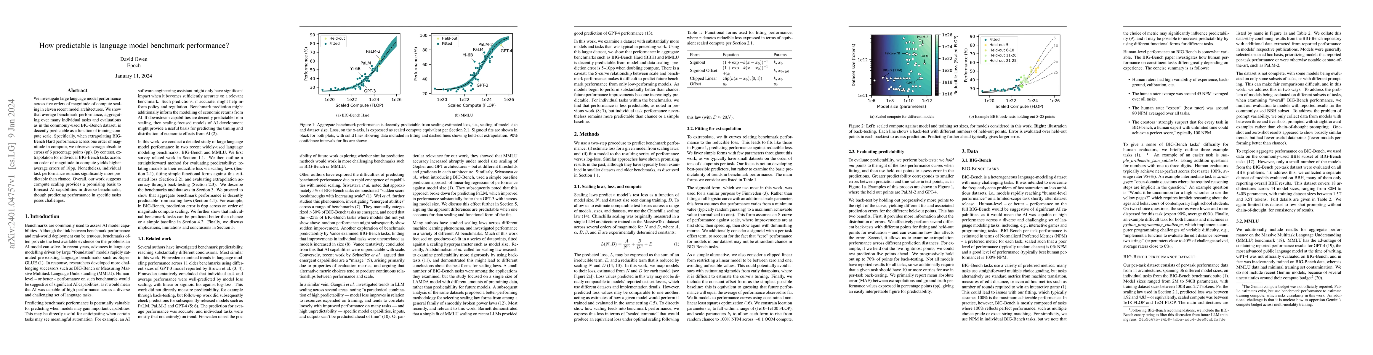 Thumbnail for How predictable is language model benchmark performance?