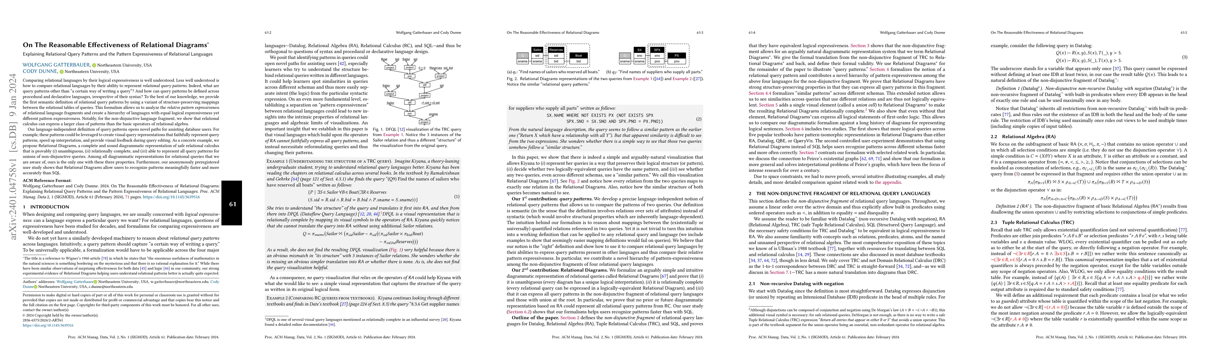 Thumbnail for On The Reasonable Effectiveness of Relational Diagrams: Explaining
  Relational Query Patterns and the Pattern Expressiveness of Relational
  Languages