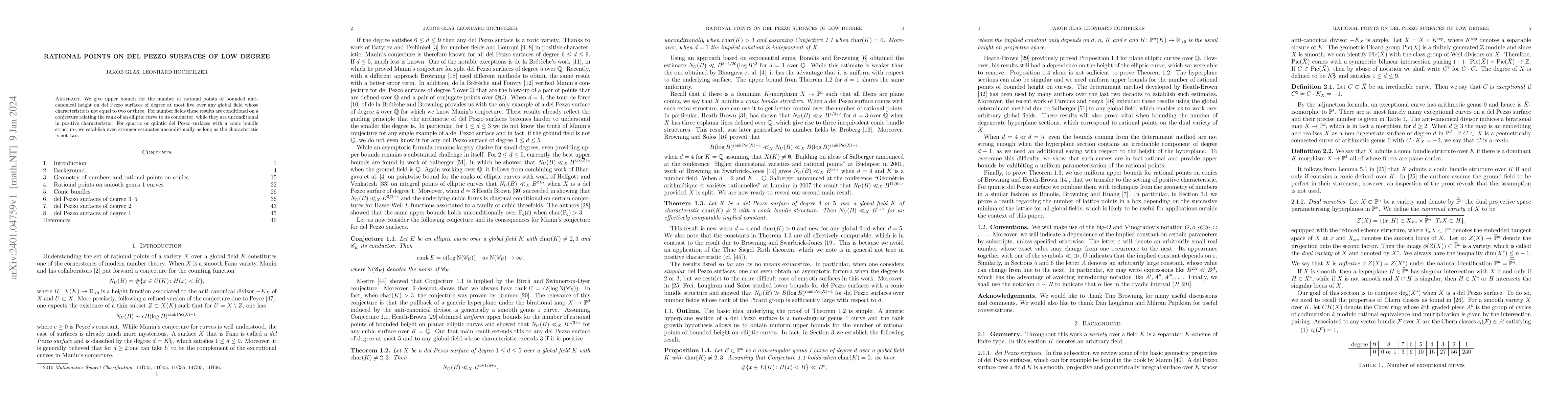 Thumbnail for Rational points on del Pezzo surfaces of low degree