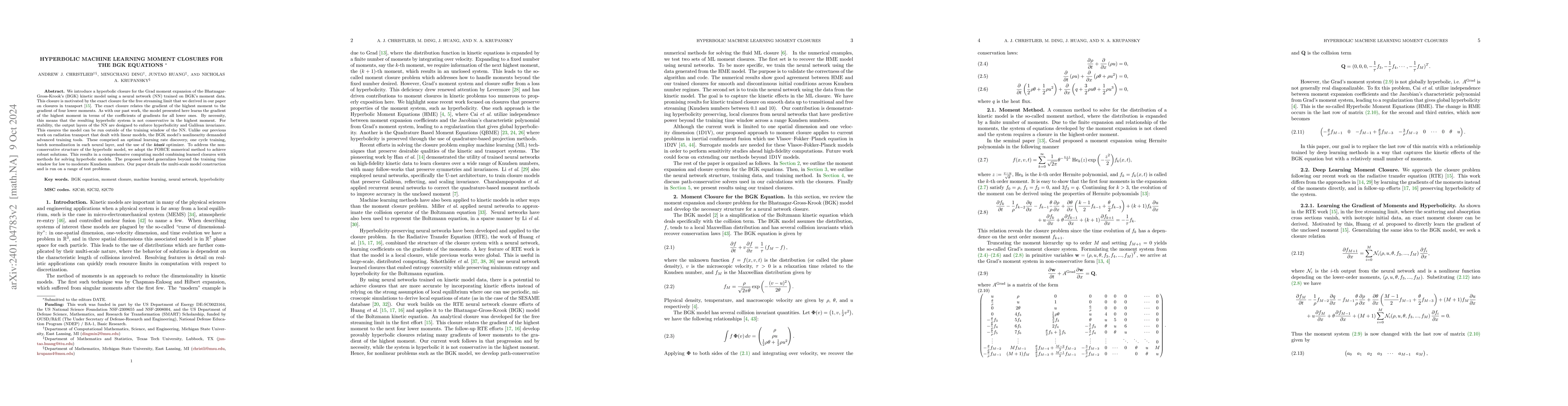 Thumbnail for Hyperbolic Machine Learning Moment Closures for the BGK Equations