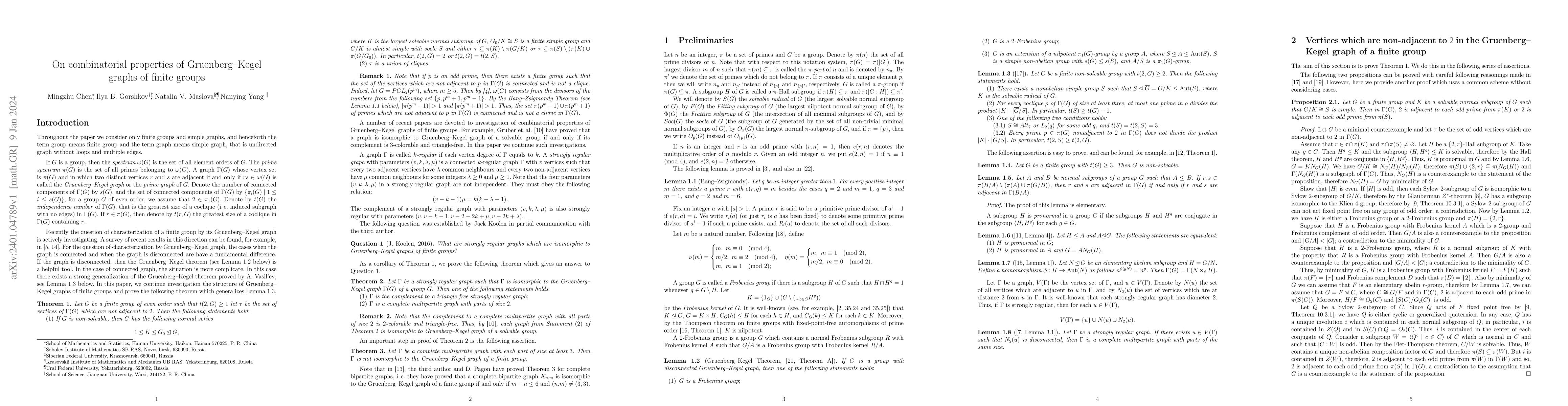 Thumbnail for On combinatorial properties of Gruenberg--Kegel graphs of finite groups