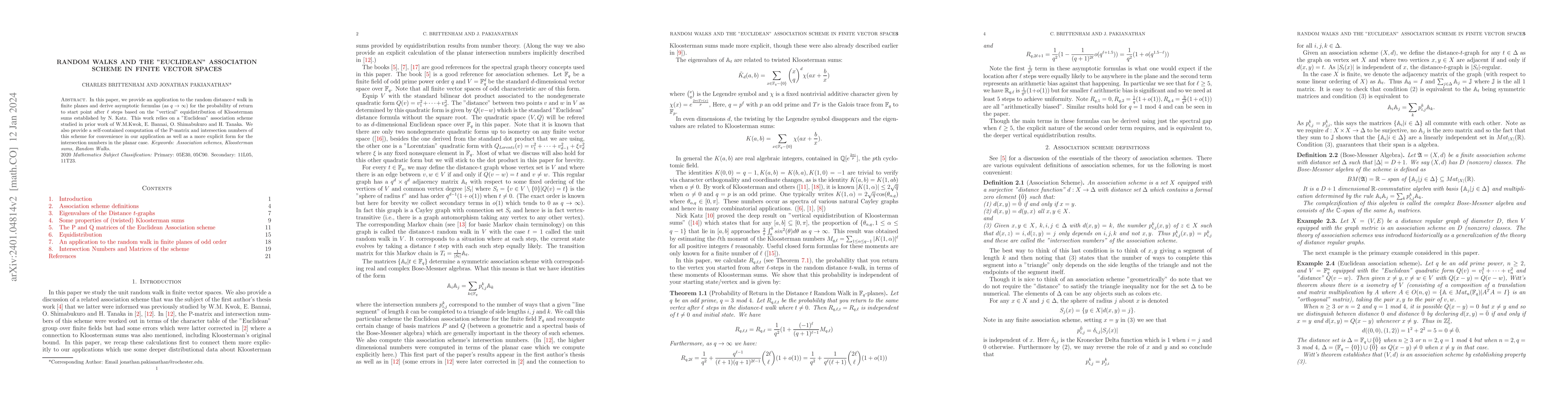 Thumbnail for Random walks and the "Euclidean" association scheme in finite vector
  spaces