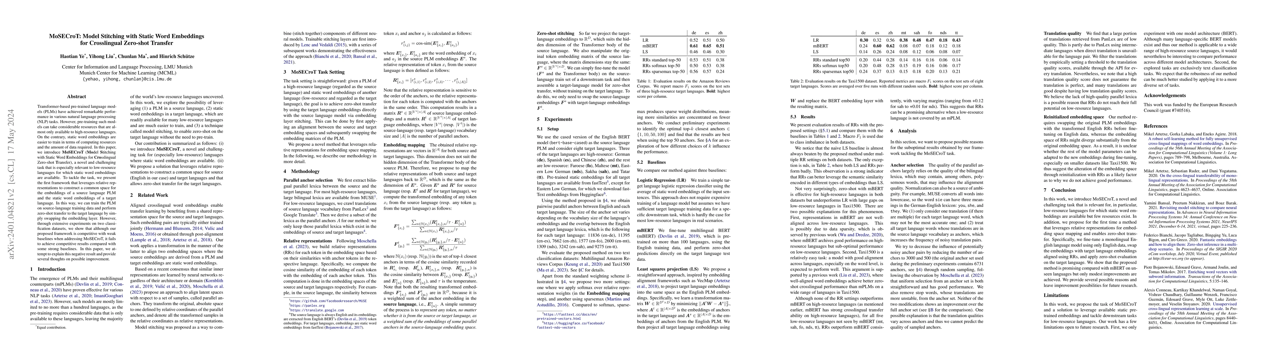Thumbnail for MoSECroT: Model Stitching with Static Word Embeddings for Crosslingual
  Zero-shot Transfer