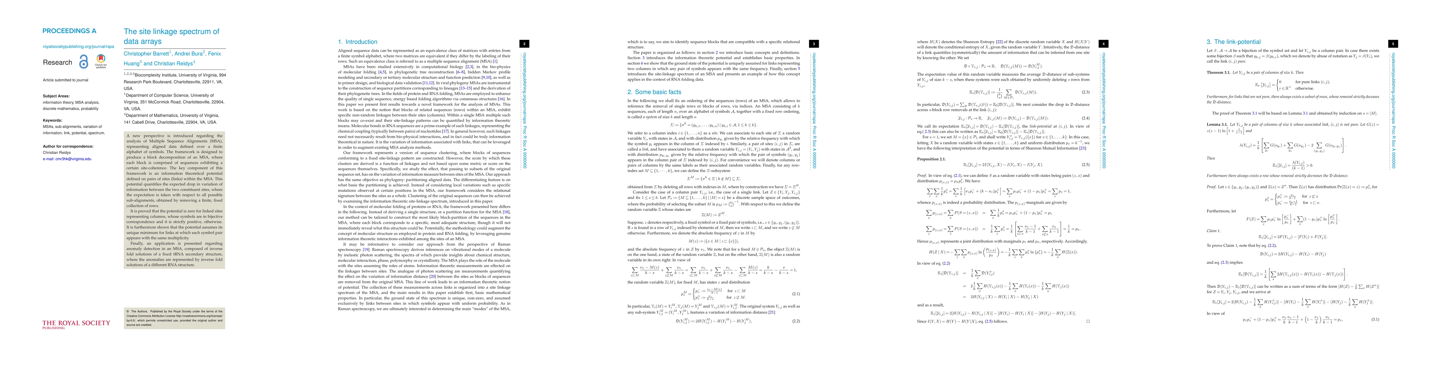 Thumbnail for The site linkage spectrum of data arrays