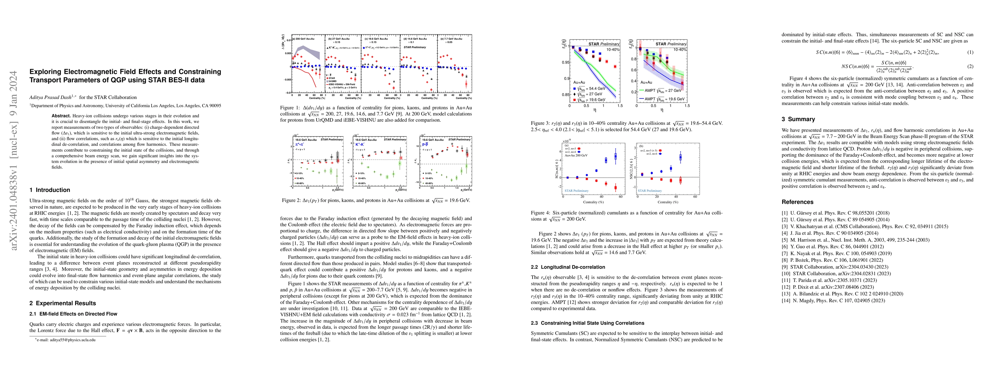 Thumbnail for Exploring Electromagnetic Field Effects and Constraining Transport
  Parameters of QGP using STAR BES-II data