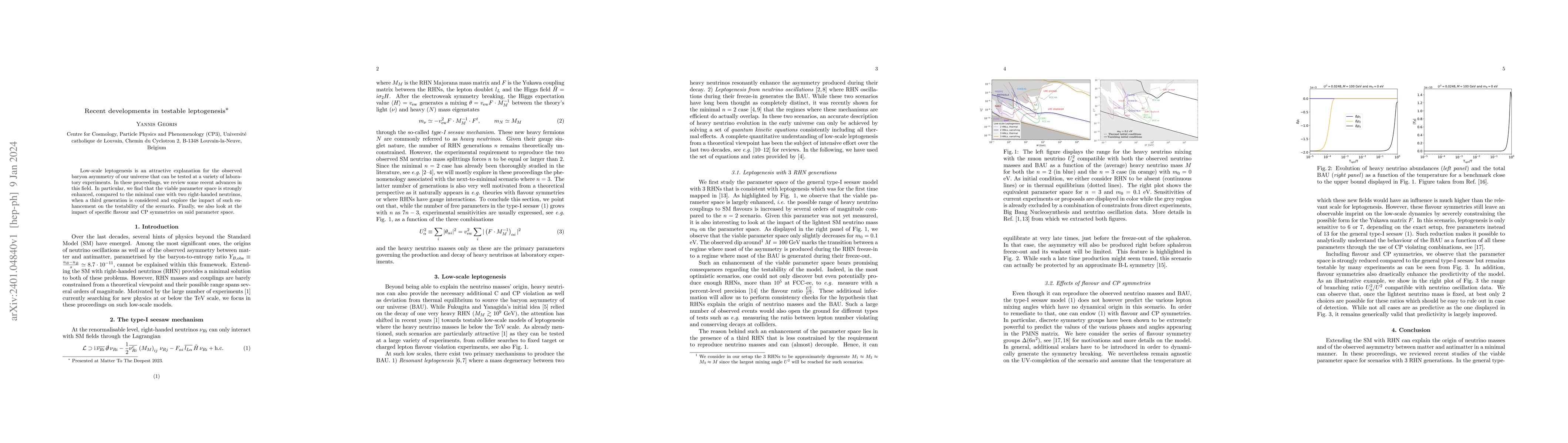 Thumbnail for Recent developments in testable leptogenesis