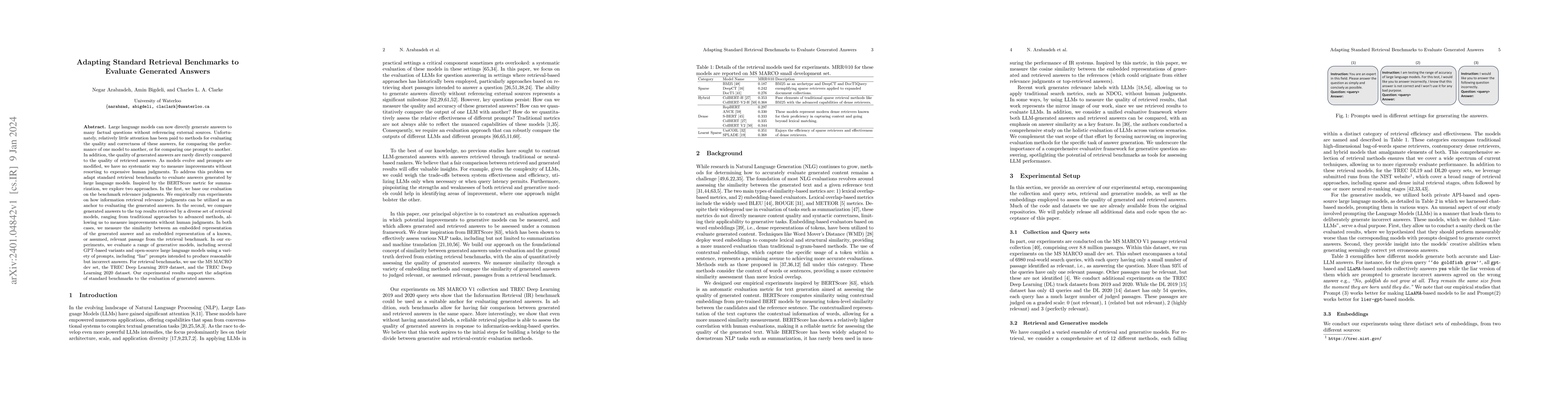 Thumbnail for Adapting Standard Retrieval Benchmarks to Evaluate Generated Answers