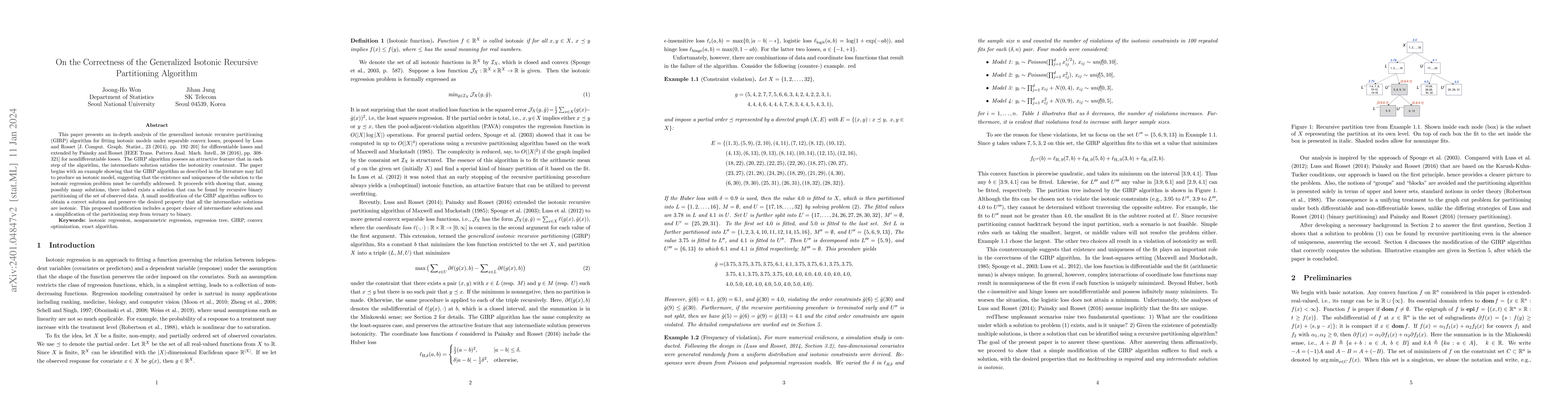Thumbnail for On the Correctness of the Generalized Isotonic Recursive Partitioning
  Algorithm