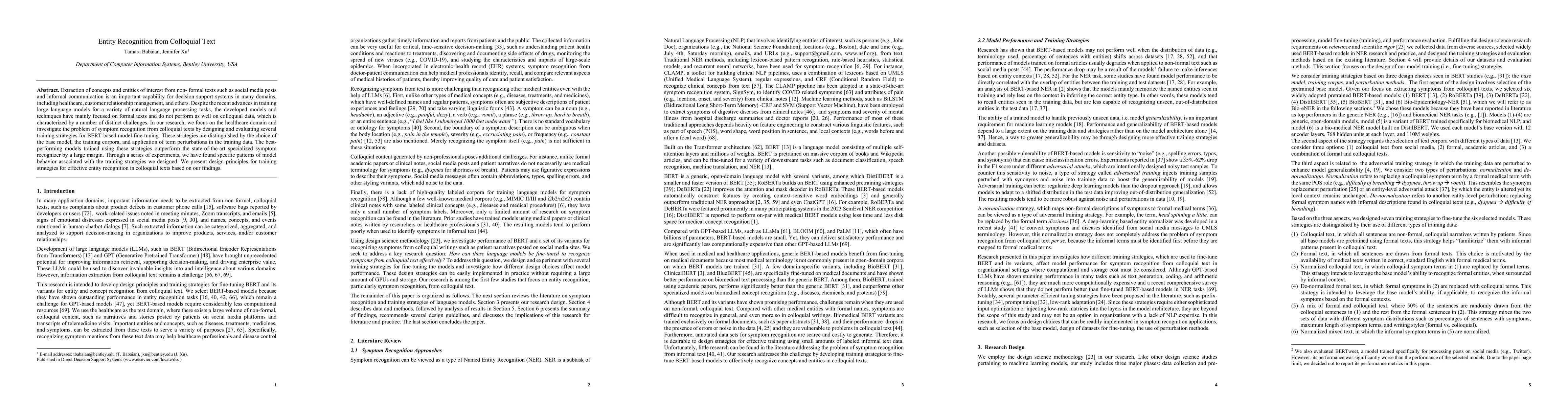 Thumbnail for Entity Recognition from Colloquial Text