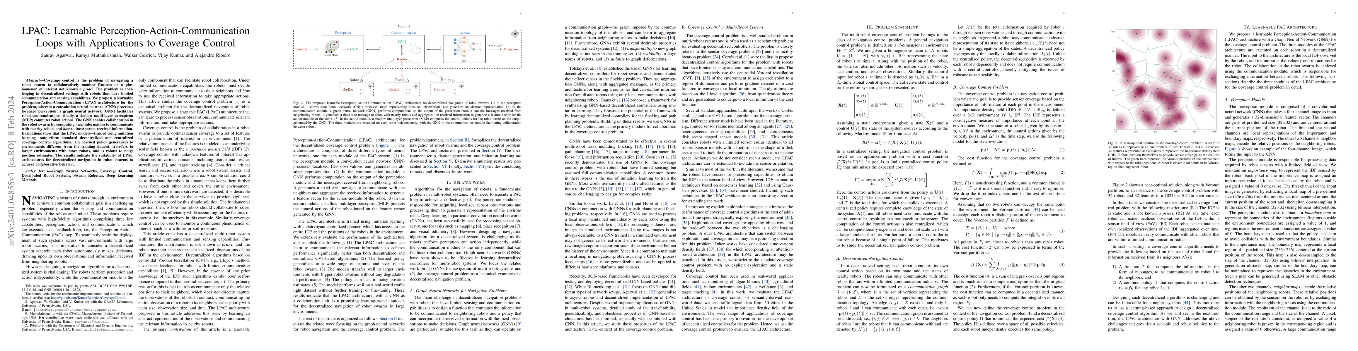 Thumbnail for LPAC: Learnable Perception-Action-Communication Loops with Applications
  to Coverage Control