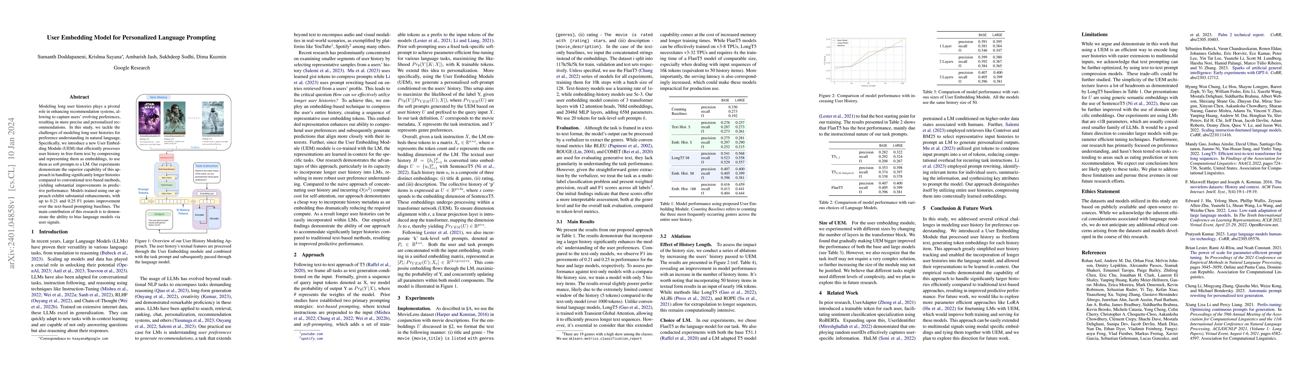 Thumbnail for User Embedding Model for Personalized Language Prompting
