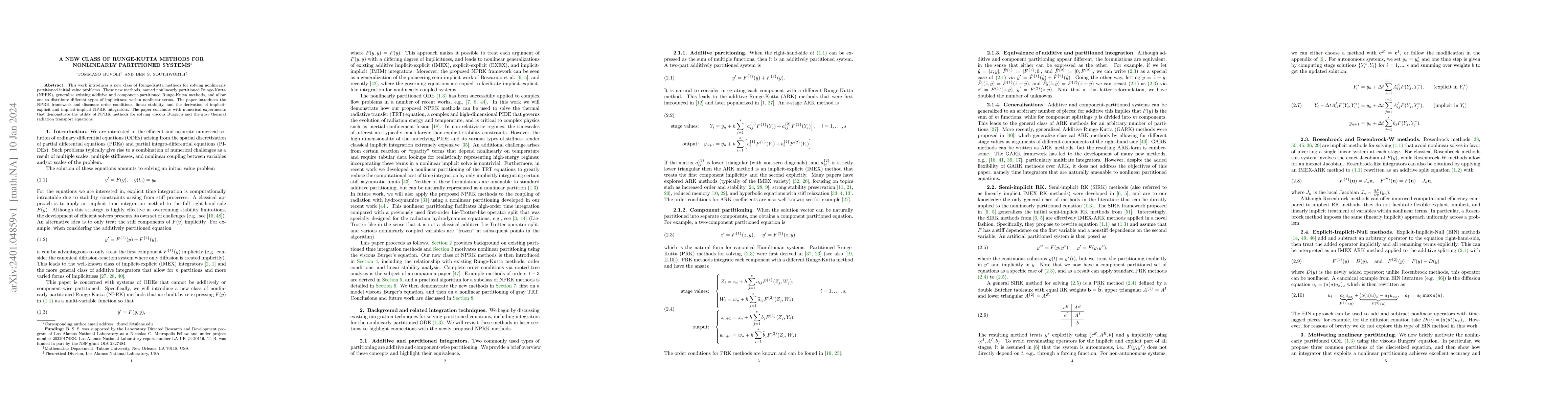 Thumbnail for A New Class of Runge-Kutta Methods for Nonlinearly Partitioned Systems