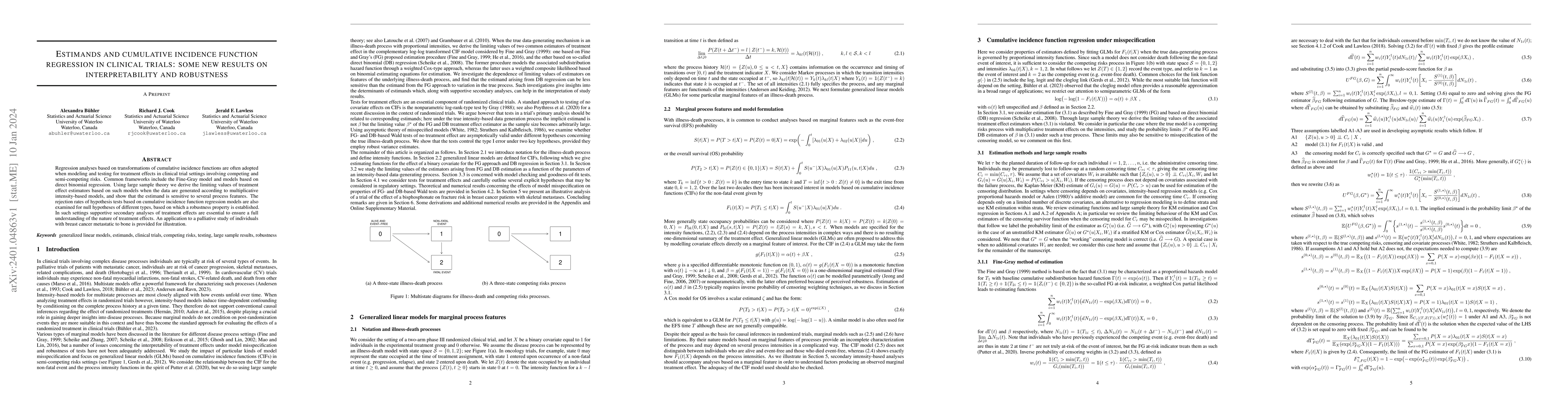 Thumbnail for Estimands and cumulative incidence function regression in clinical
  trials: some new results on interpretability and robustness