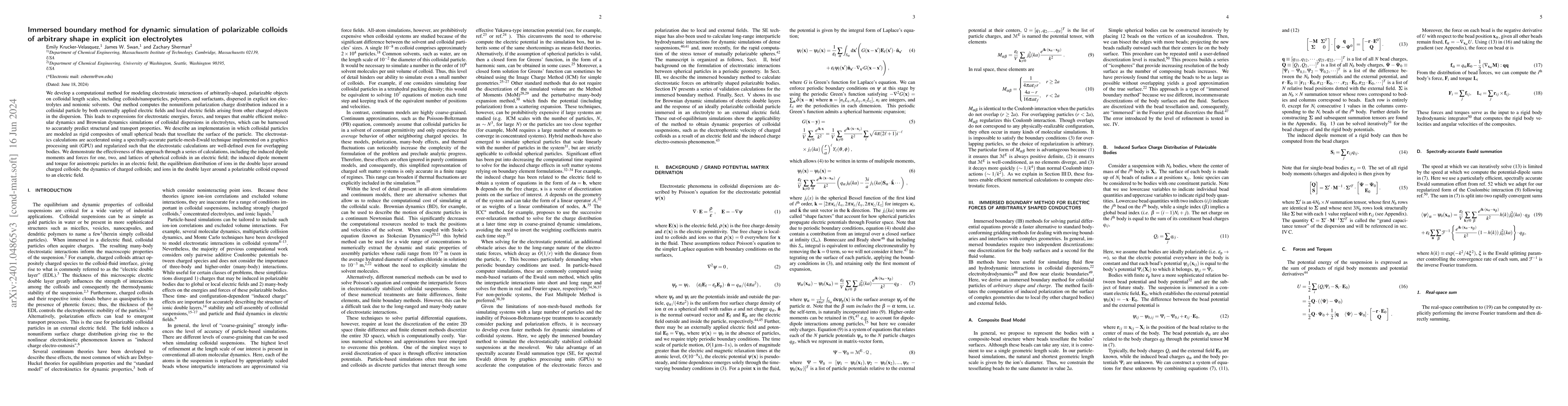Thumbnail for Immersed boundary method for dynamic simulation of polarizable colloids
  of arbitrary shape in explicit ion electrolytes