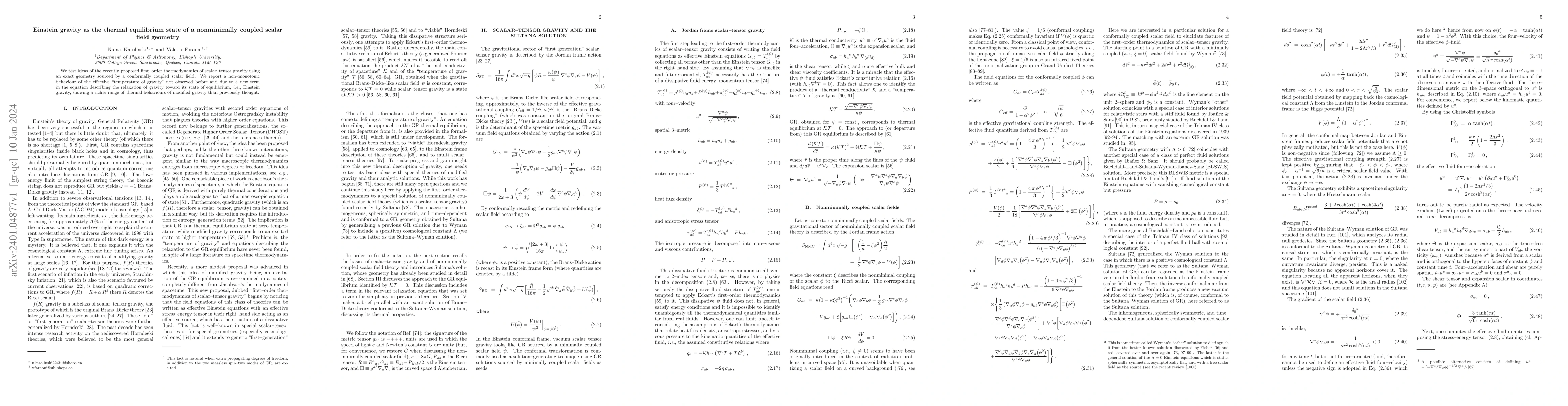 Thumbnail for Einstein gravity as the thermal equilibrium state of a nonminimally
  coupled scalar field geometry